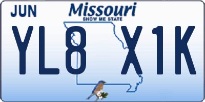 MO license plate YL8X1K