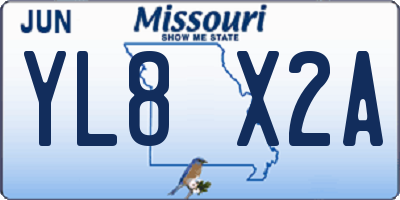 MO license plate YL8X2A