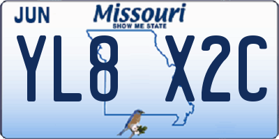 MO license plate YL8X2C