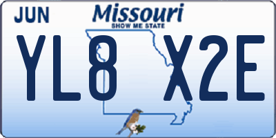 MO license plate YL8X2E