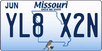 MO license plate YL8X2N