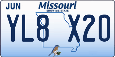 MO license plate YL8X2O