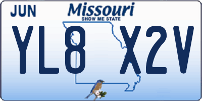 MO license plate YL8X2V