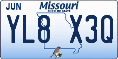 MO license plate YL8X3Q