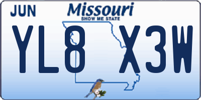 MO license plate YL8X3W