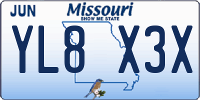 MO license plate YL8X3X