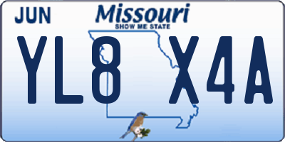 MO license plate YL8X4A