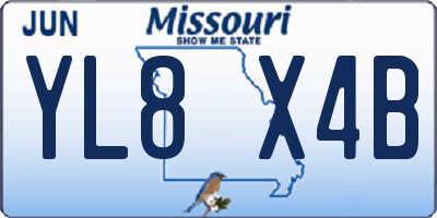 MO license plate YL8X4B