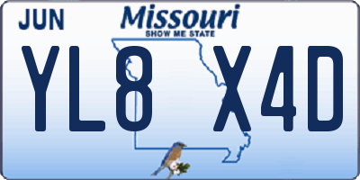 MO license plate YL8X4D