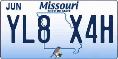 MO license plate YL8X4H