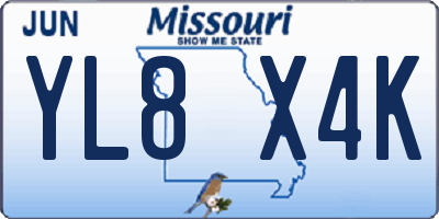 MO license plate YL8X4K