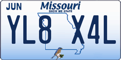 MO license plate YL8X4L