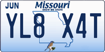 MO license plate YL8X4T
