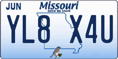 MO license plate YL8X4U