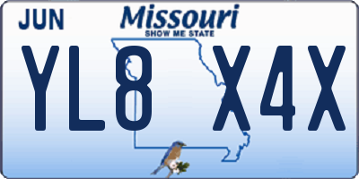 MO license plate YL8X4X