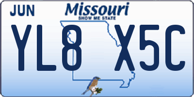 MO license plate YL8X5C