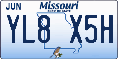 MO license plate YL8X5H