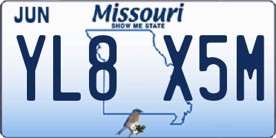 MO license plate YL8X5M