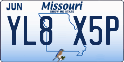 MO license plate YL8X5P