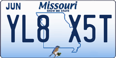 MO license plate YL8X5T