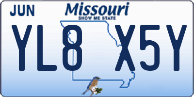 MO license plate YL8X5Y
