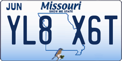 MO license plate YL8X6T