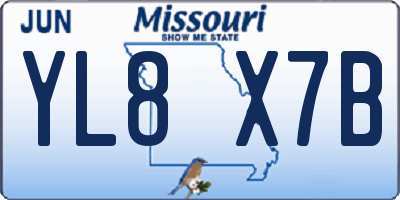 MO license plate YL8X7B