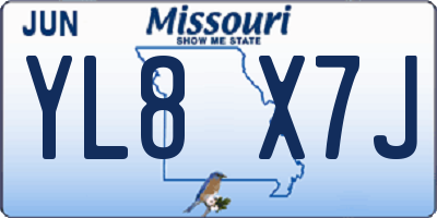 MO license plate YL8X7J