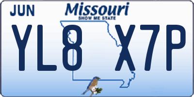 MO license plate YL8X7P