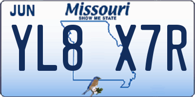 MO license plate YL8X7R