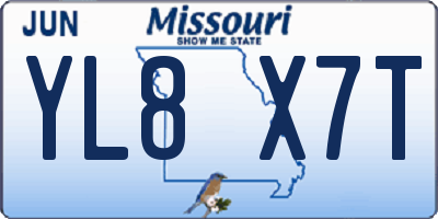 MO license plate YL8X7T