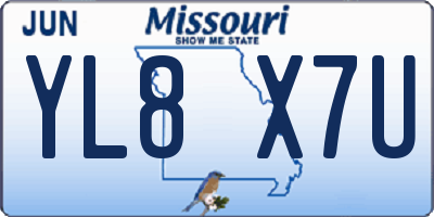 MO license plate YL8X7U