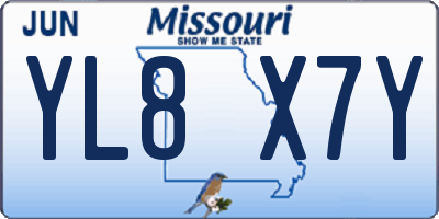 MO license plate YL8X7Y
