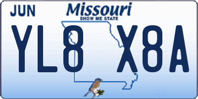 MO license plate YL8X8A
