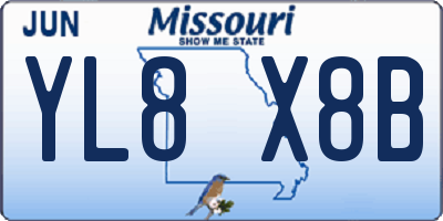 MO license plate YL8X8B