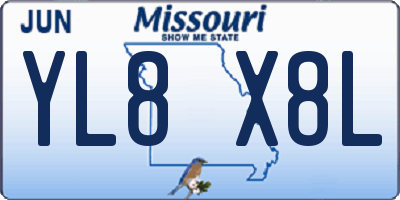 MO license plate YL8X8L