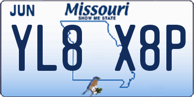 MO license plate YL8X8P