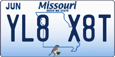 MO license plate YL8X8T