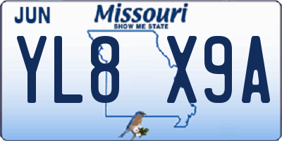 MO license plate YL8X9A