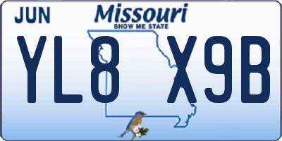 MO license plate YL8X9B