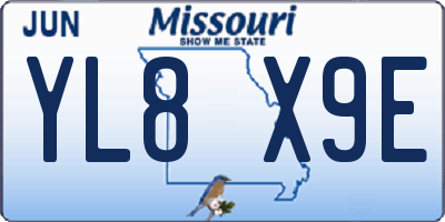 MO license plate YL8X9E