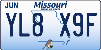 MO license plate YL8X9F