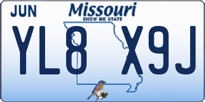 MO license plate YL8X9J