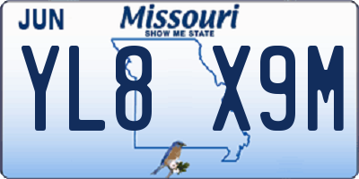 MO license plate YL8X9M