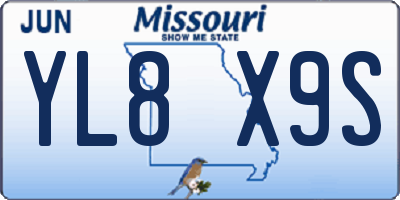 MO license plate YL8X9S