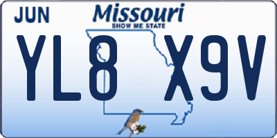 MO license plate YL8X9V