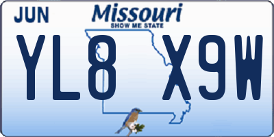 MO license plate YL8X9W
