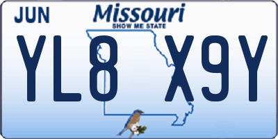 MO license plate YL8X9Y