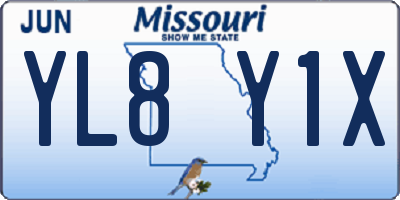 MO license plate YL8Y1X