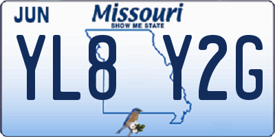 MO license plate YL8Y2G